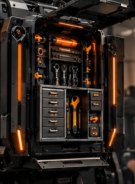 Integrated tool compartment on the rear of the TITAN concept